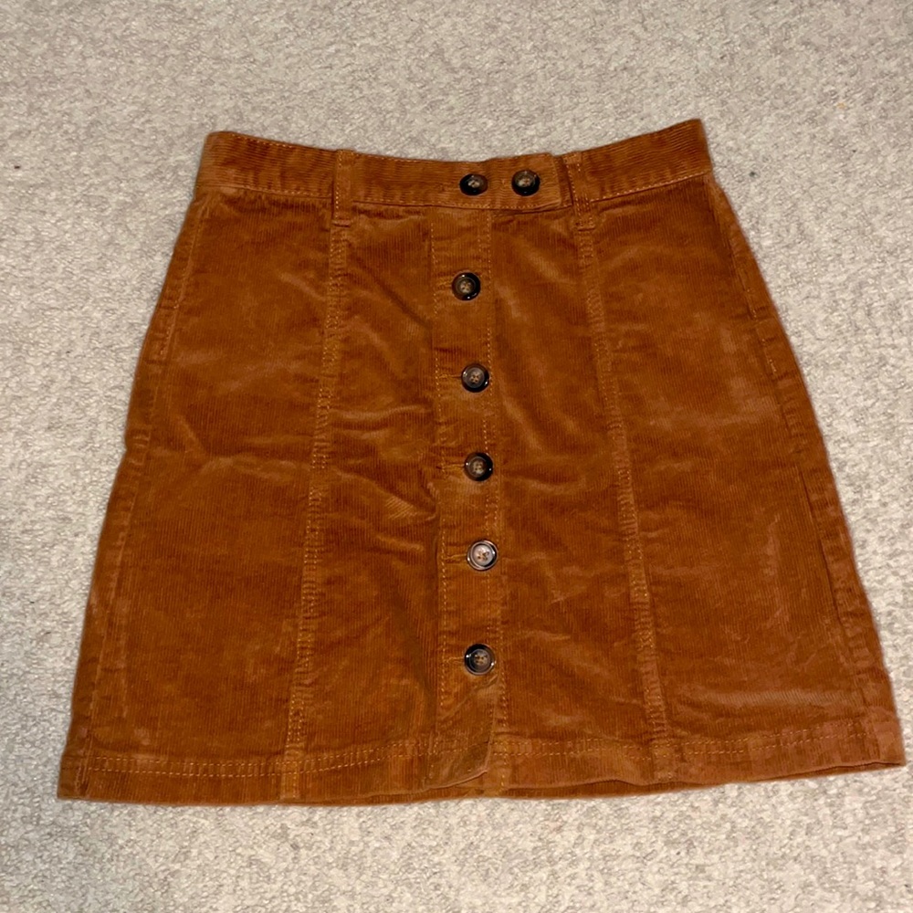 Button-Up Corduroy Skirt